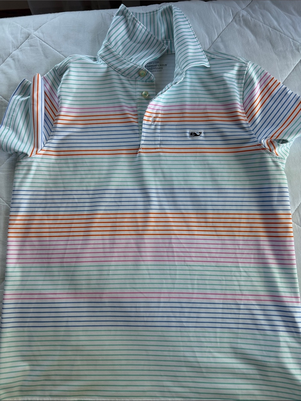 Vineyard Vines Pastel Multi-Stripe Performance Polo - Blue, Pink, Orange, Green